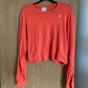 Champion Orange Cropped Long Sleeve Top